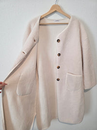Long Cream Sherpa Jacket (L)