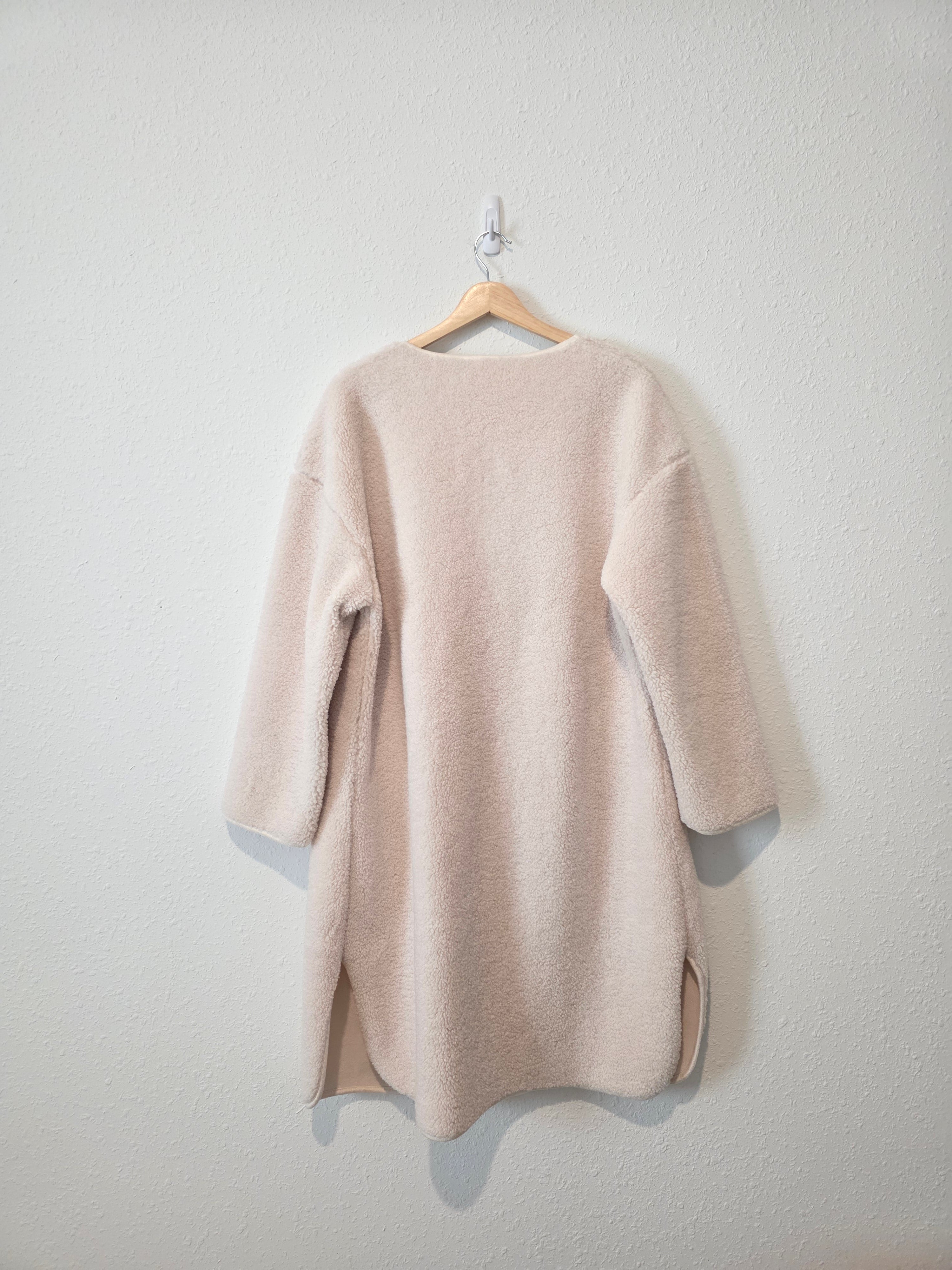 Long Cream Sherpa Jacket (L)
