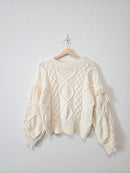 Line & Dot Chunky Cable Knit Sweater (XS)