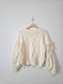 Line & Dot Chunky Cable Knit Sweater (XS)