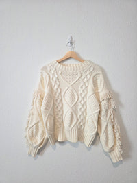 Line & Dot Chunky Cable Knit Sweater (XS)