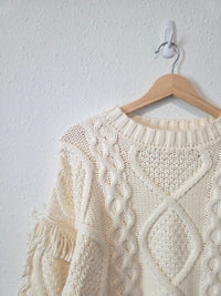 Line & Dot Chunky Cable Knit Sweater (XS)