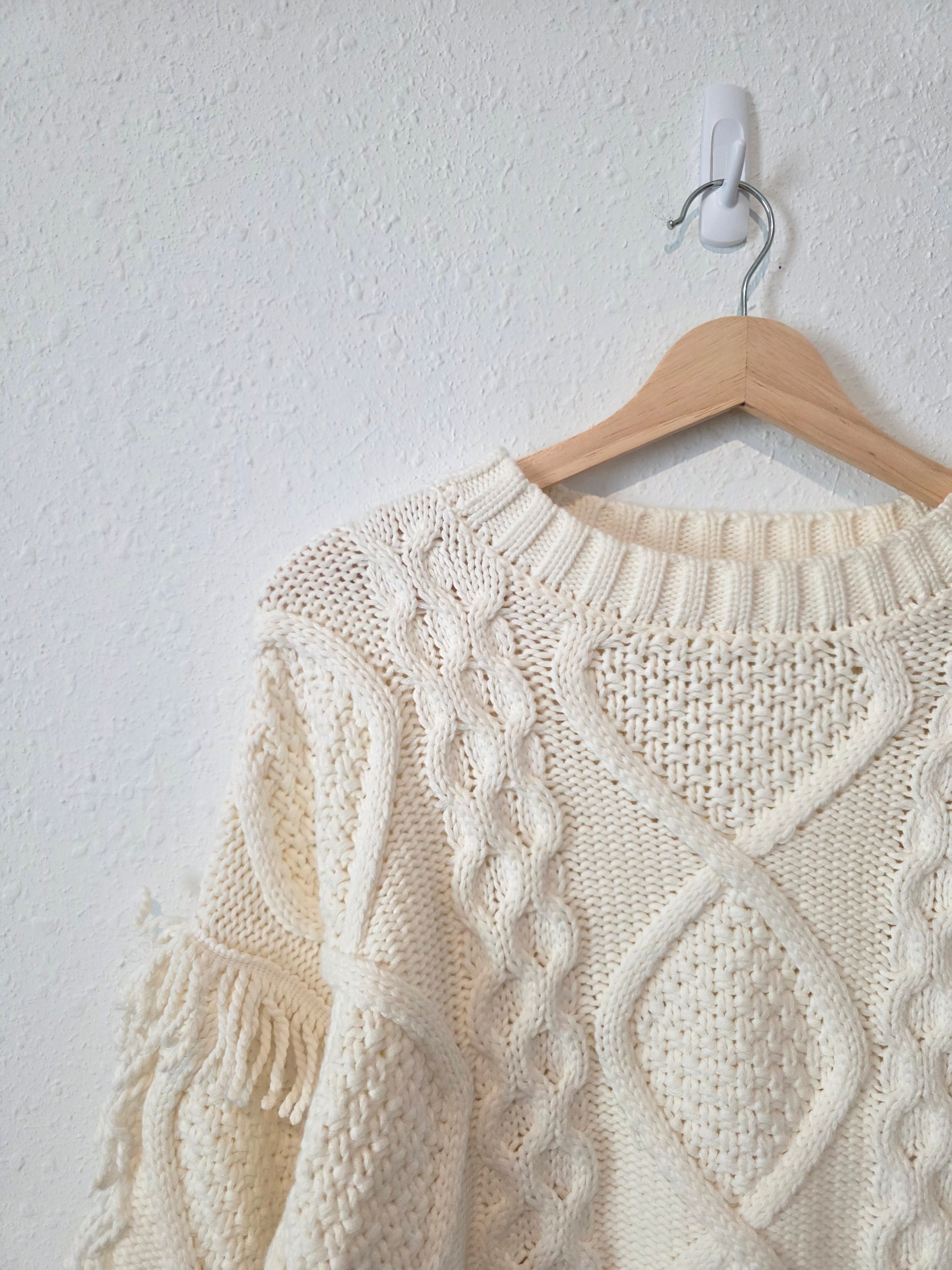 Line & Dot Chunky Cable Knit Sweater (XS)