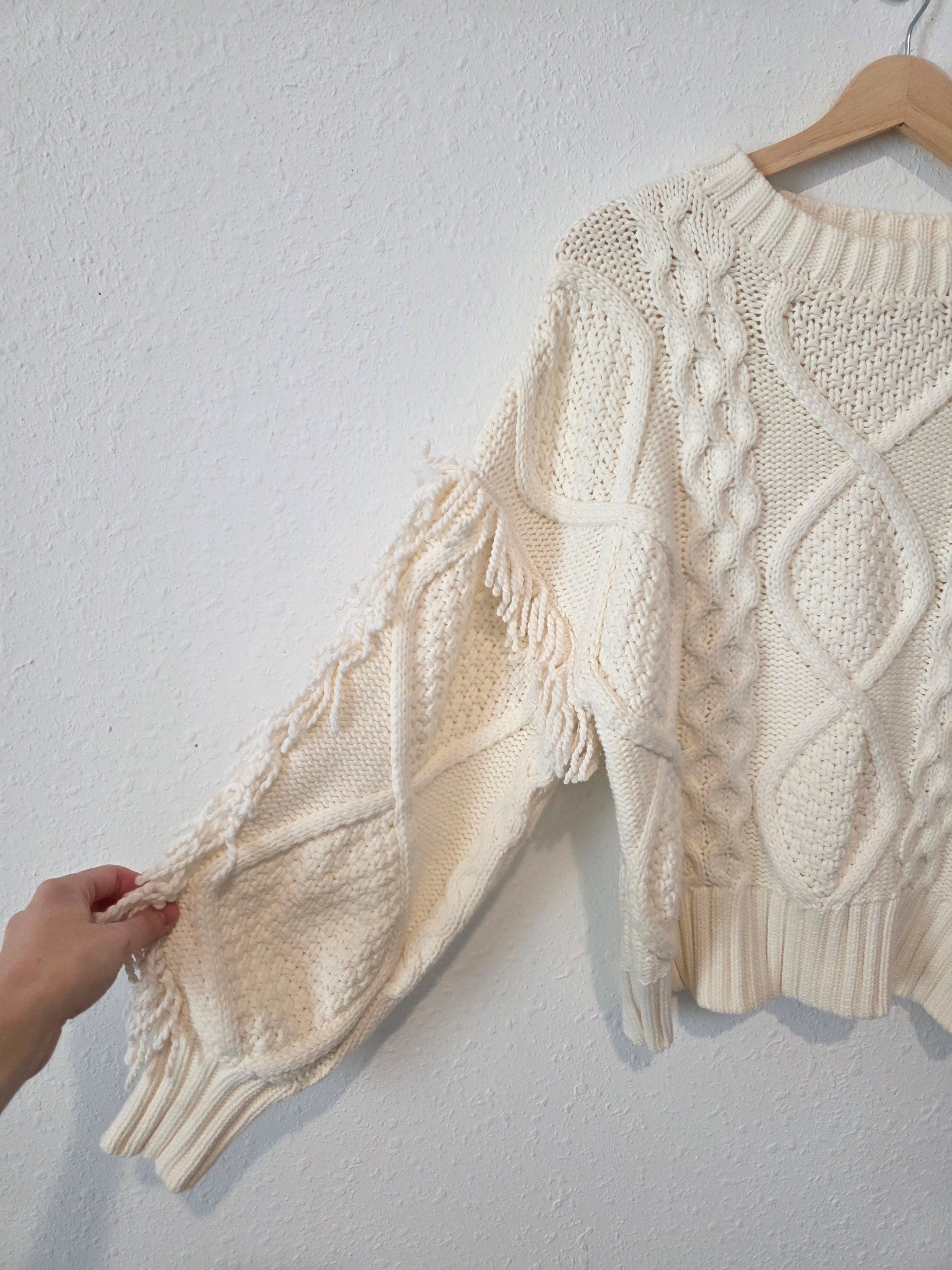 Line & Dot Chunky Cable Knit Sweater (XS)
