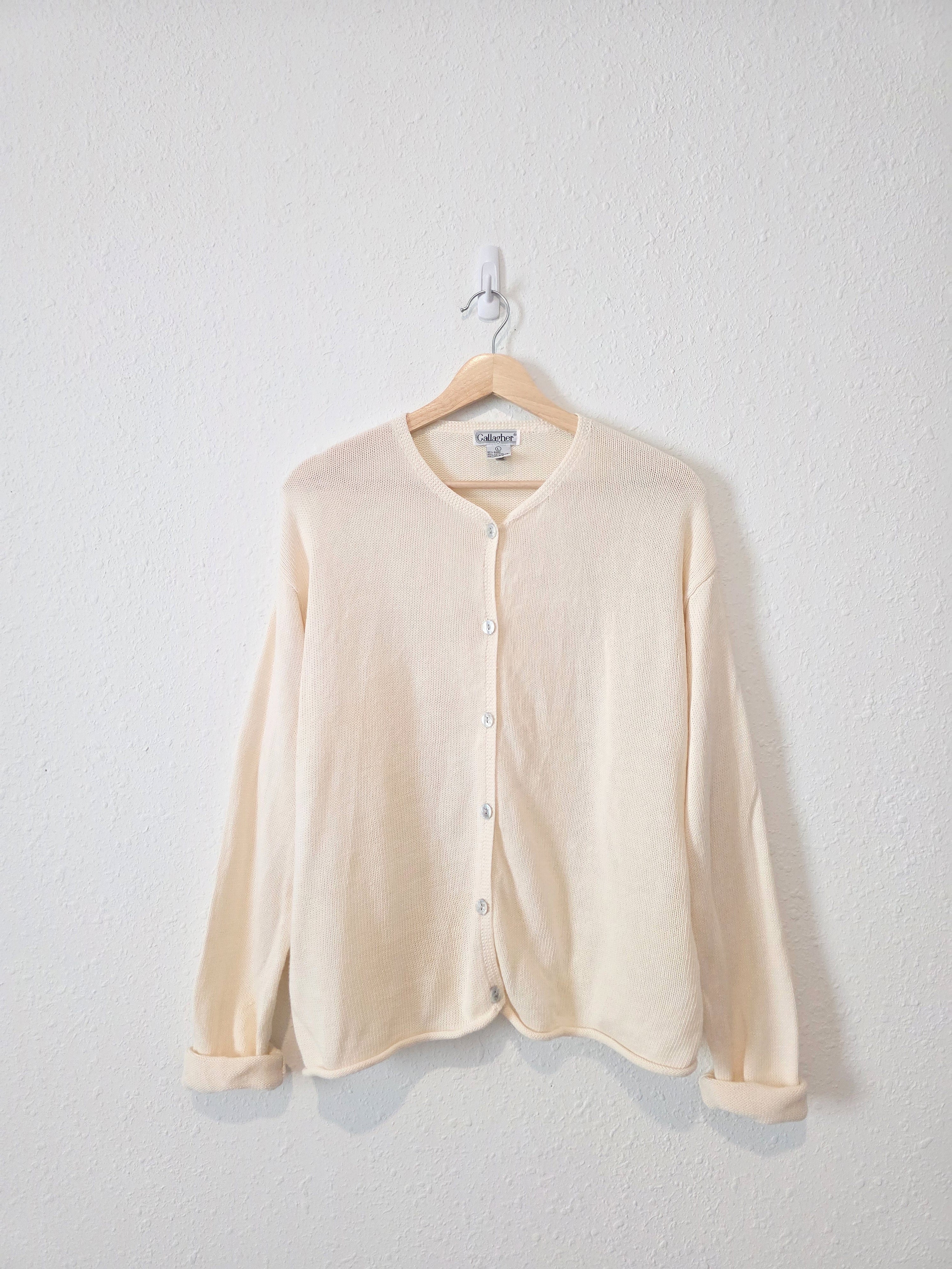 Vintage Cream Button Front Sweater (L)