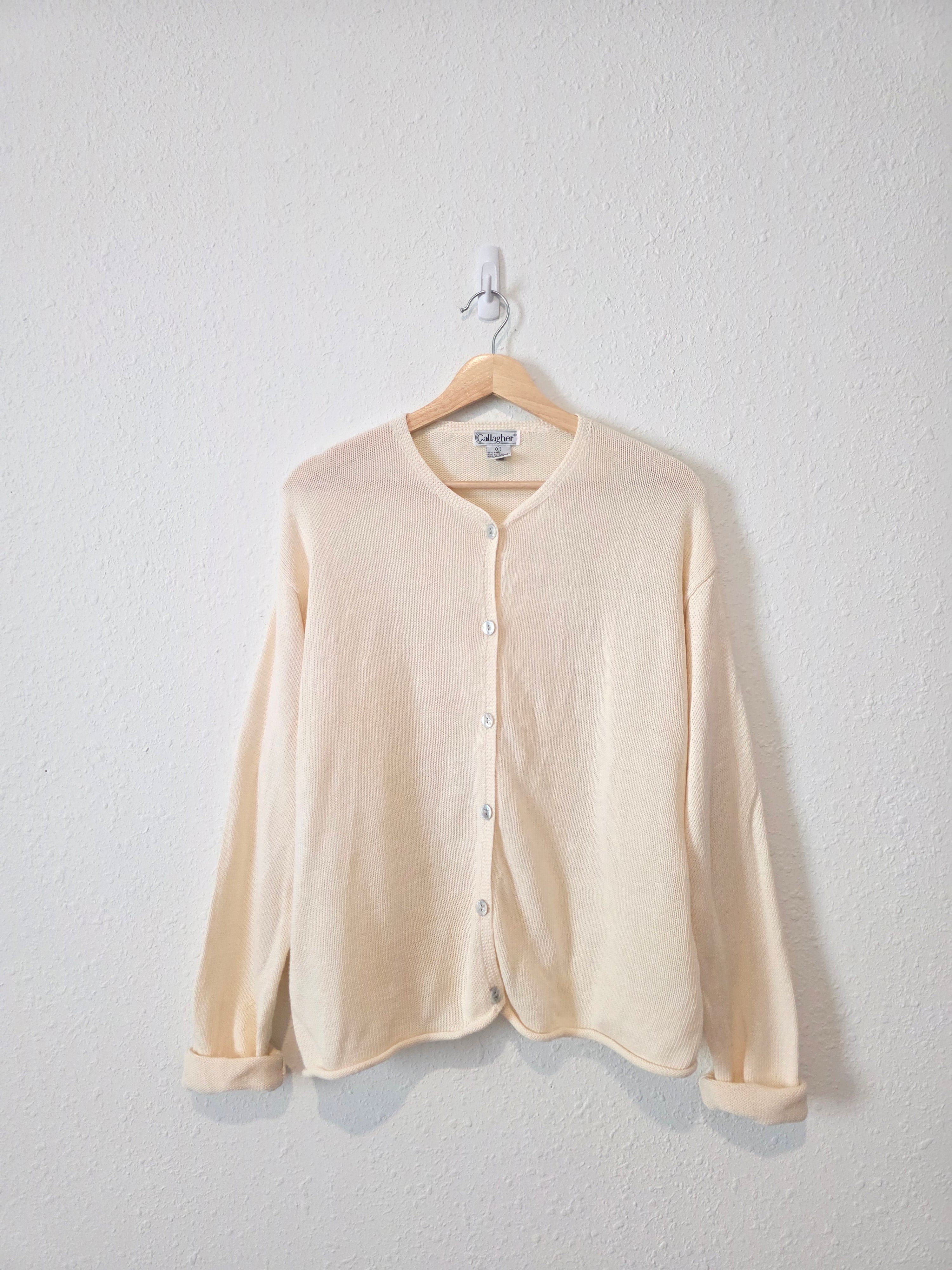 Vintage Cream Button Front Sweater (L)