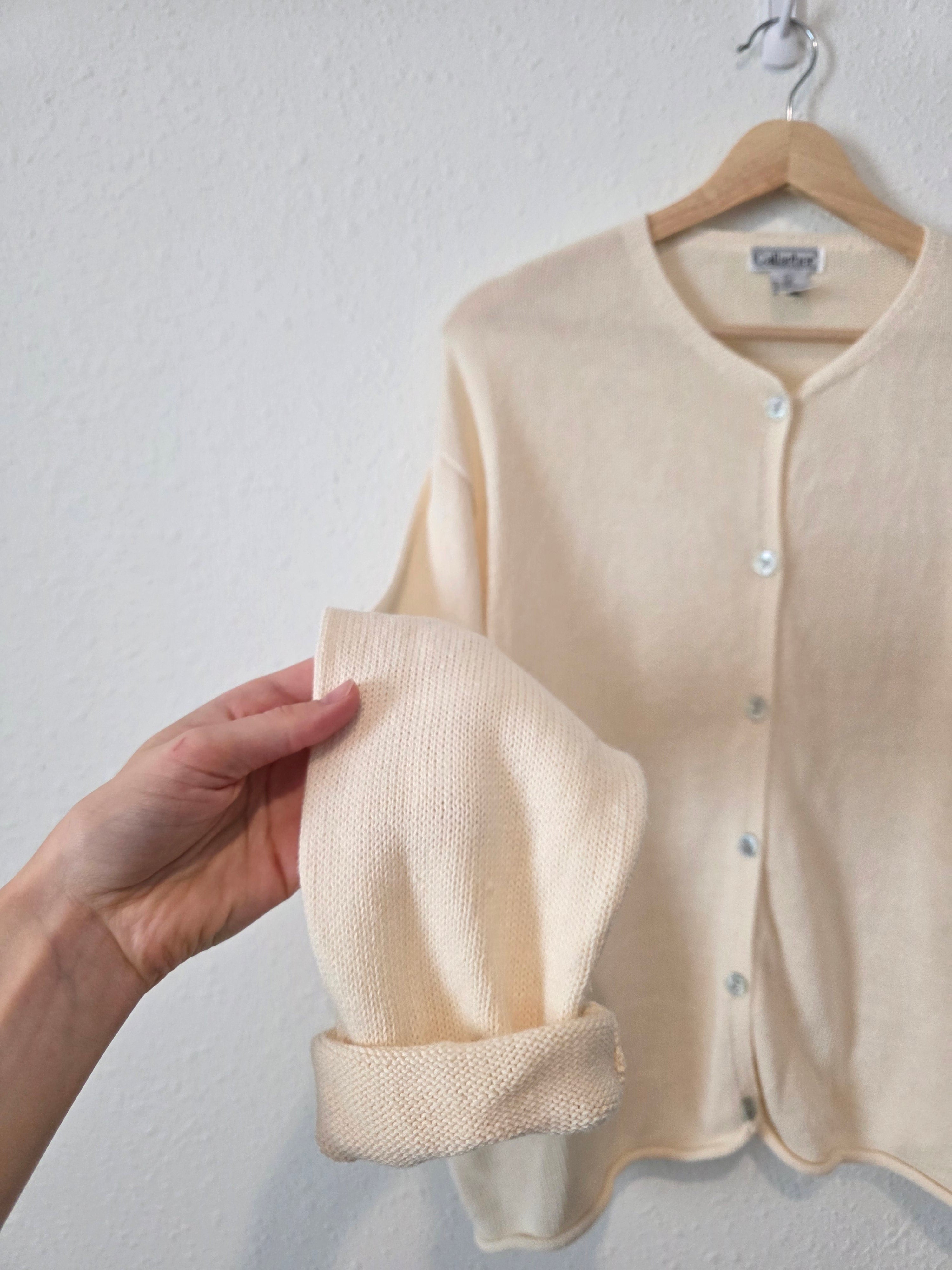 Vintage Cream Button Front Sweater (L)