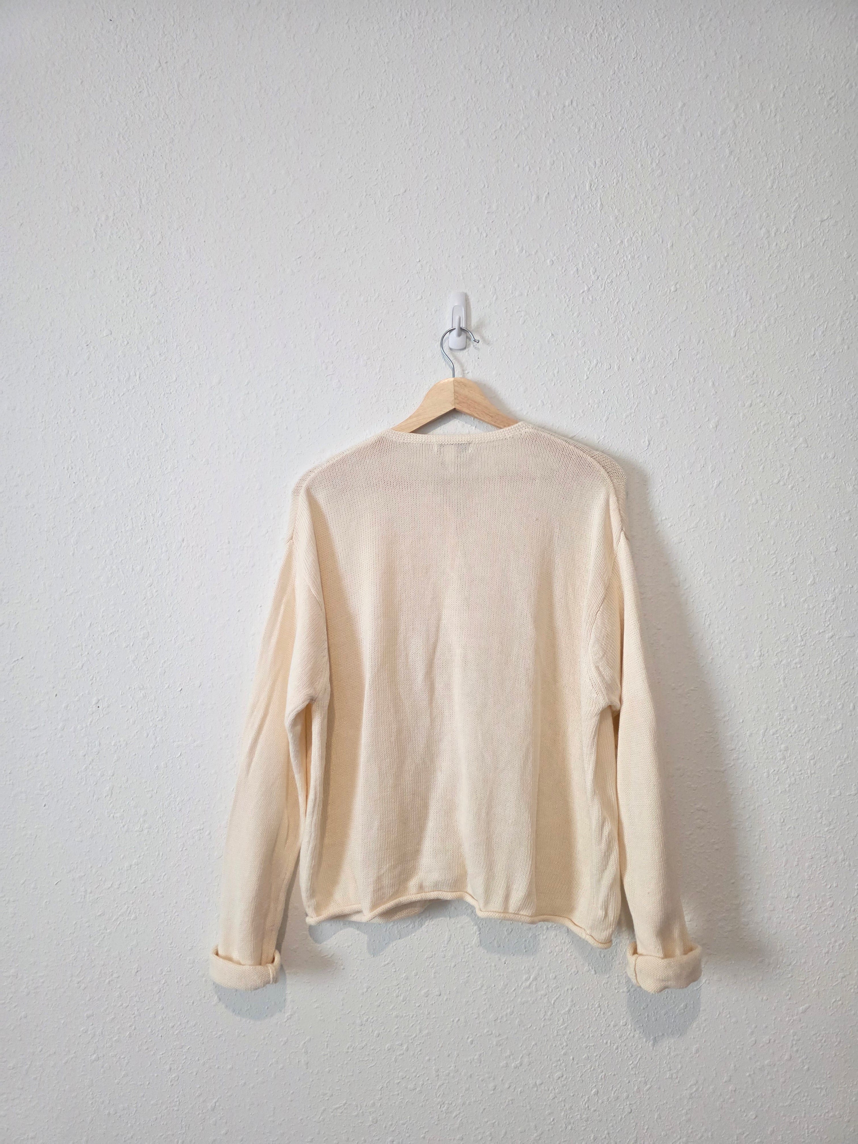 Vintage Cream Button Front Sweater (L)