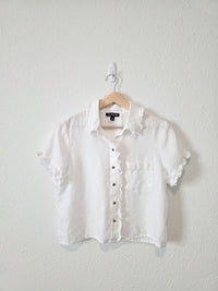 J.Crew White Linen Button Up Blouse (XS)