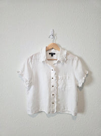 J.Crew White Linen Button Up Blouse (XS)