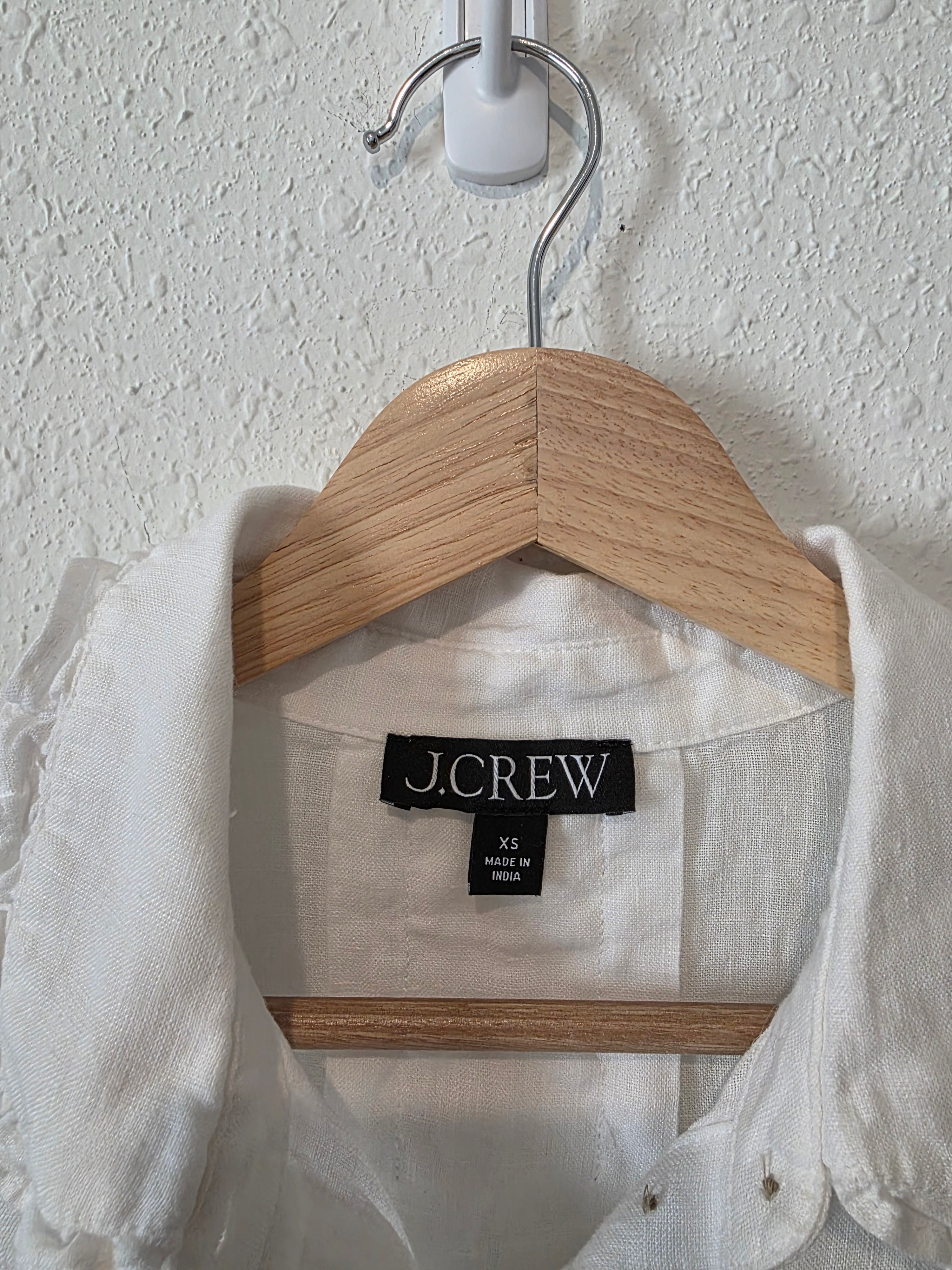 J.Crew White Linen Button Up Blouse (XS)
