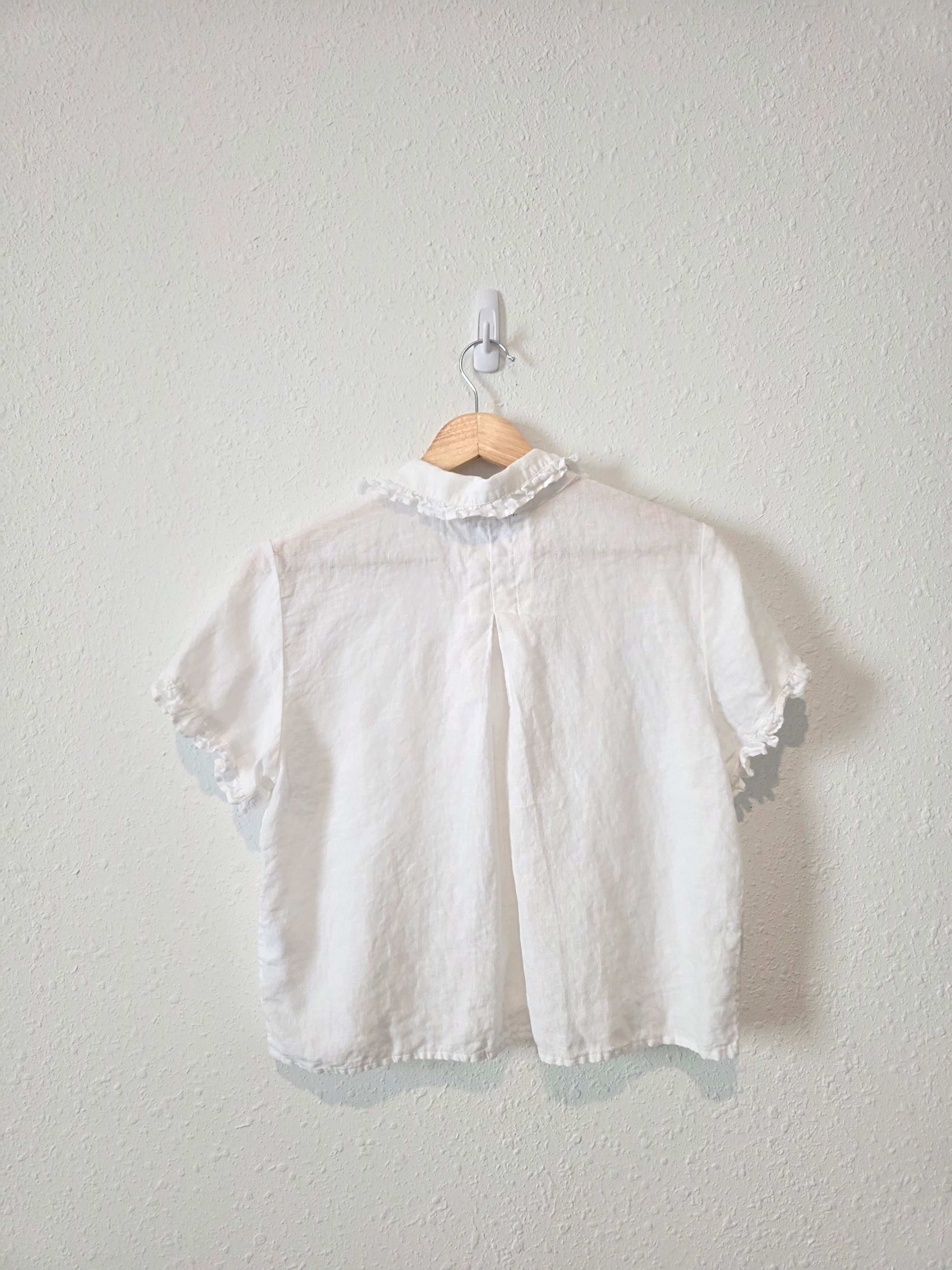 J.Crew White Linen Button Up Blouse (XS)