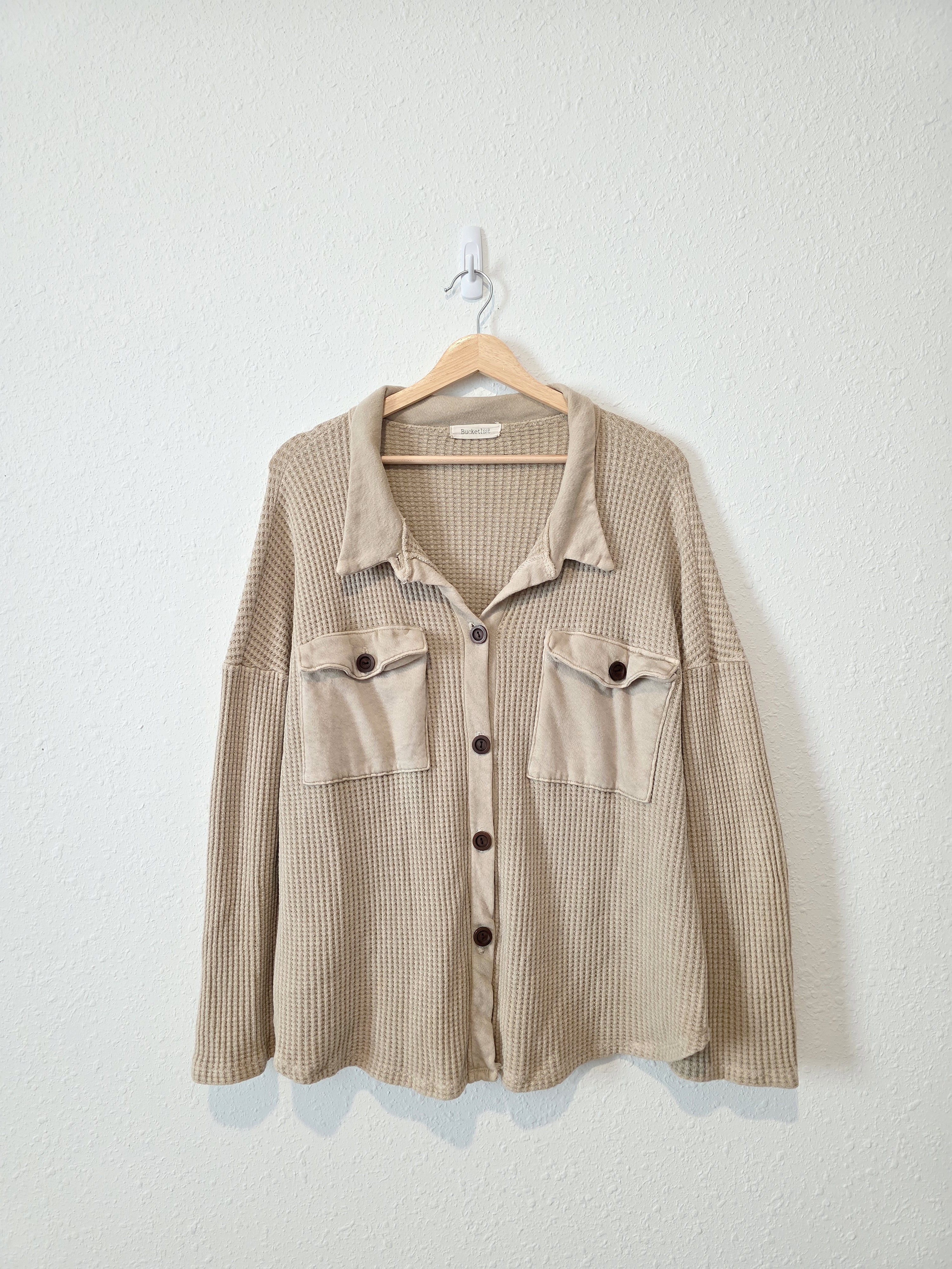 Bucketlist Neutral Waffle Shirt Jacket (M)