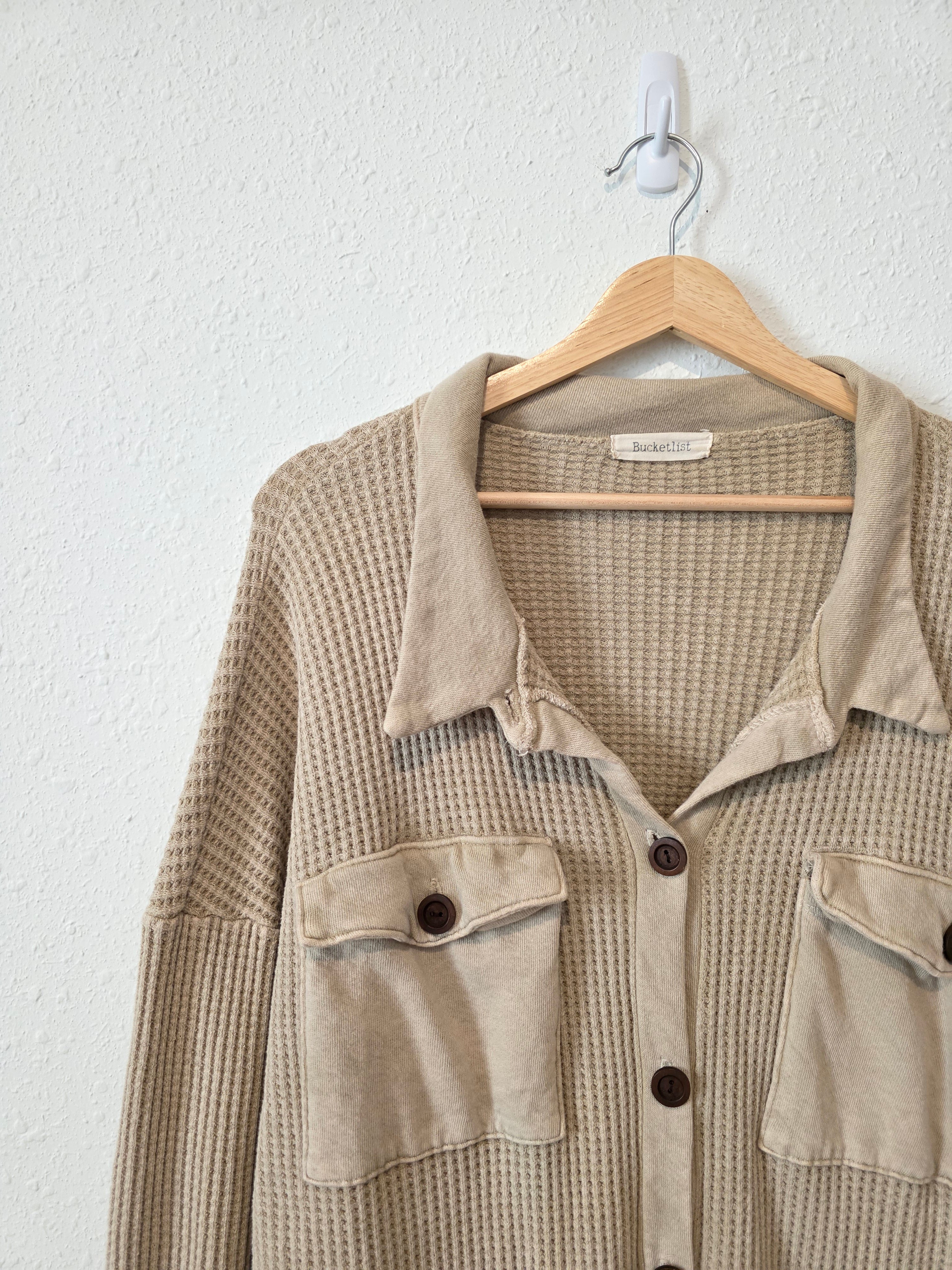 Bucketlist Neutral Waffle Shirt Jacket (M)