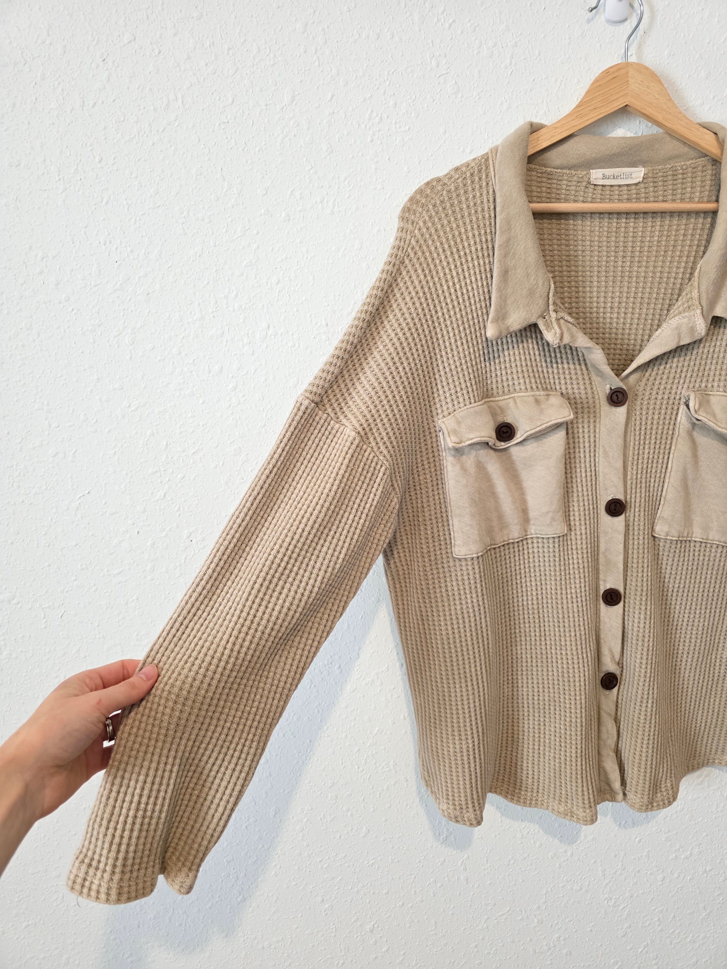 Bucketlist Neutral Waffle Shirt Jacket (M)