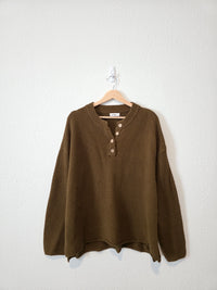 In Loom Green Waffle Henley Sweater (M)