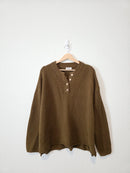 In Loom Green Waffle Henley Sweater (M)