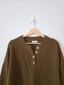 In Loom Green Waffle Henley Sweater (M)