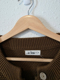 In Loom Green Waffle Henley Sweater (M)
