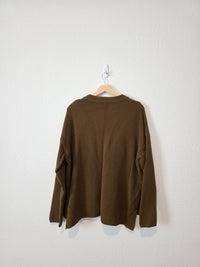 In Loom Green Waffle Henley Sweater (M)