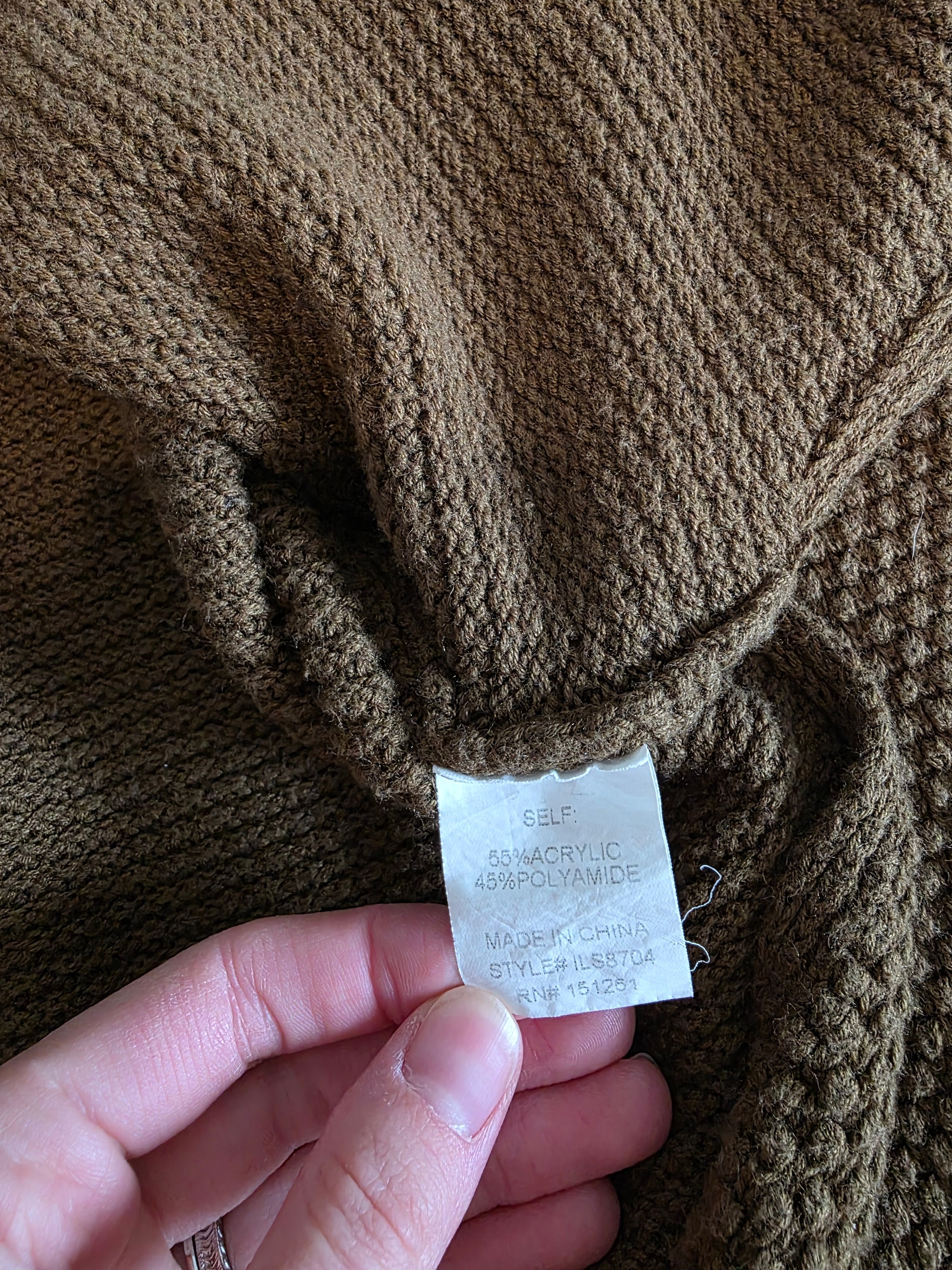 In Loom Green Waffle Henley Sweater (M)