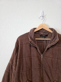 Brown Quilted Zip Up Jacket (S)