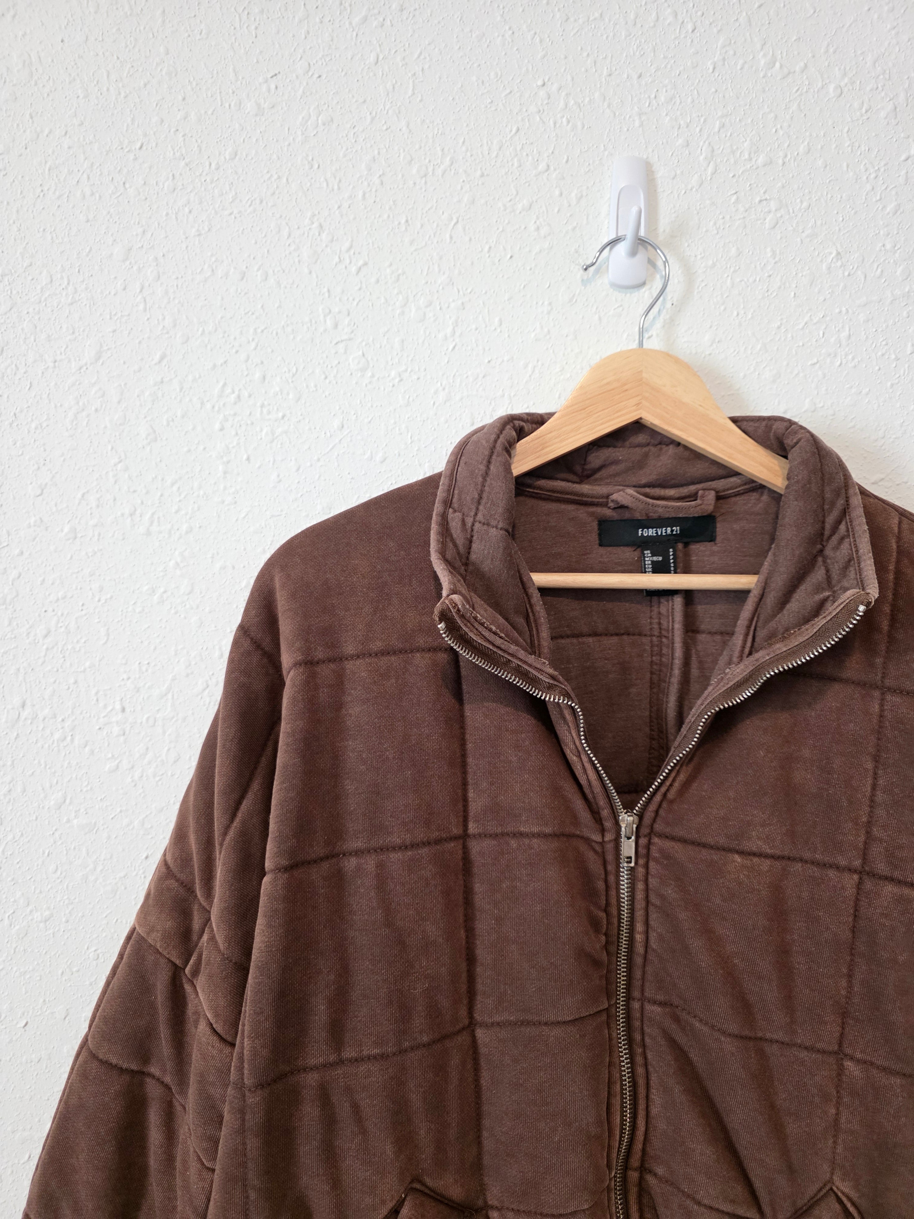 Brown Quilted Zip Up Jacket (S)
