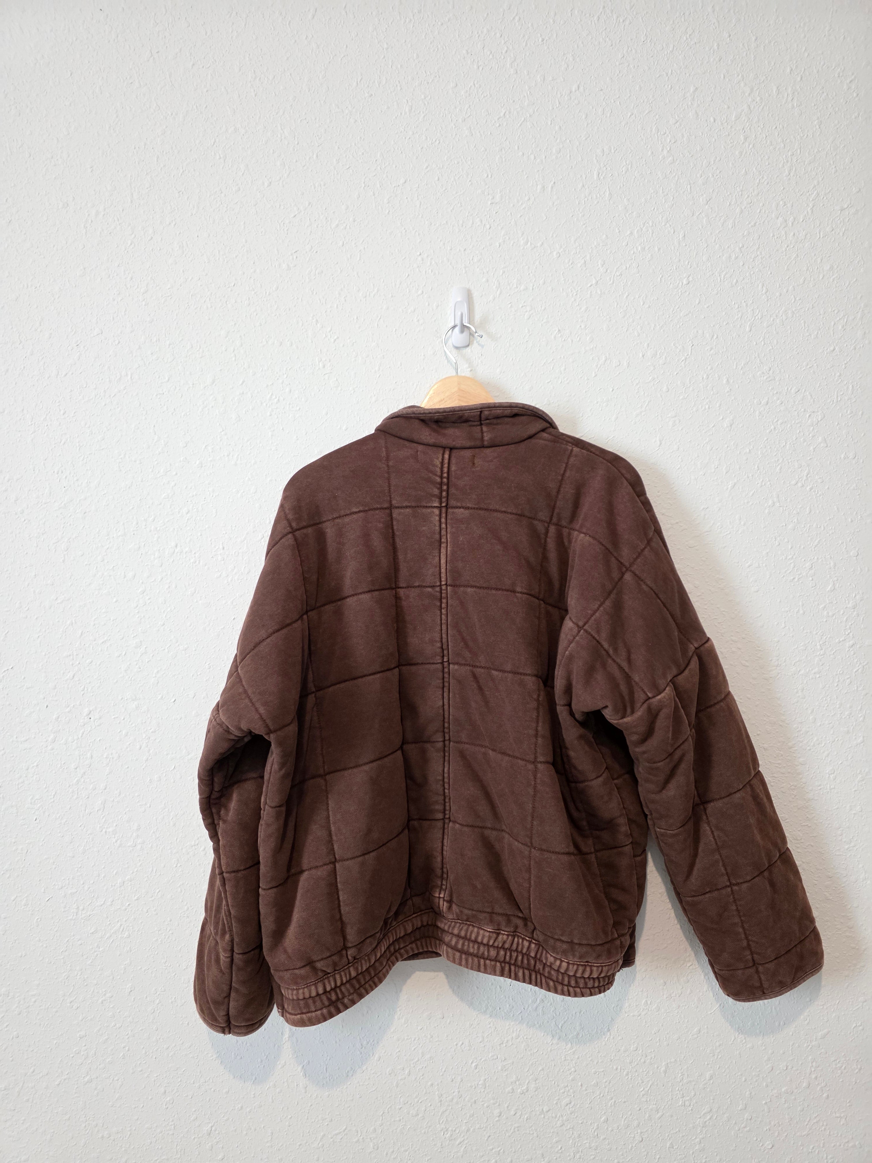 Brown Quilted Zip Up Jacket (S)