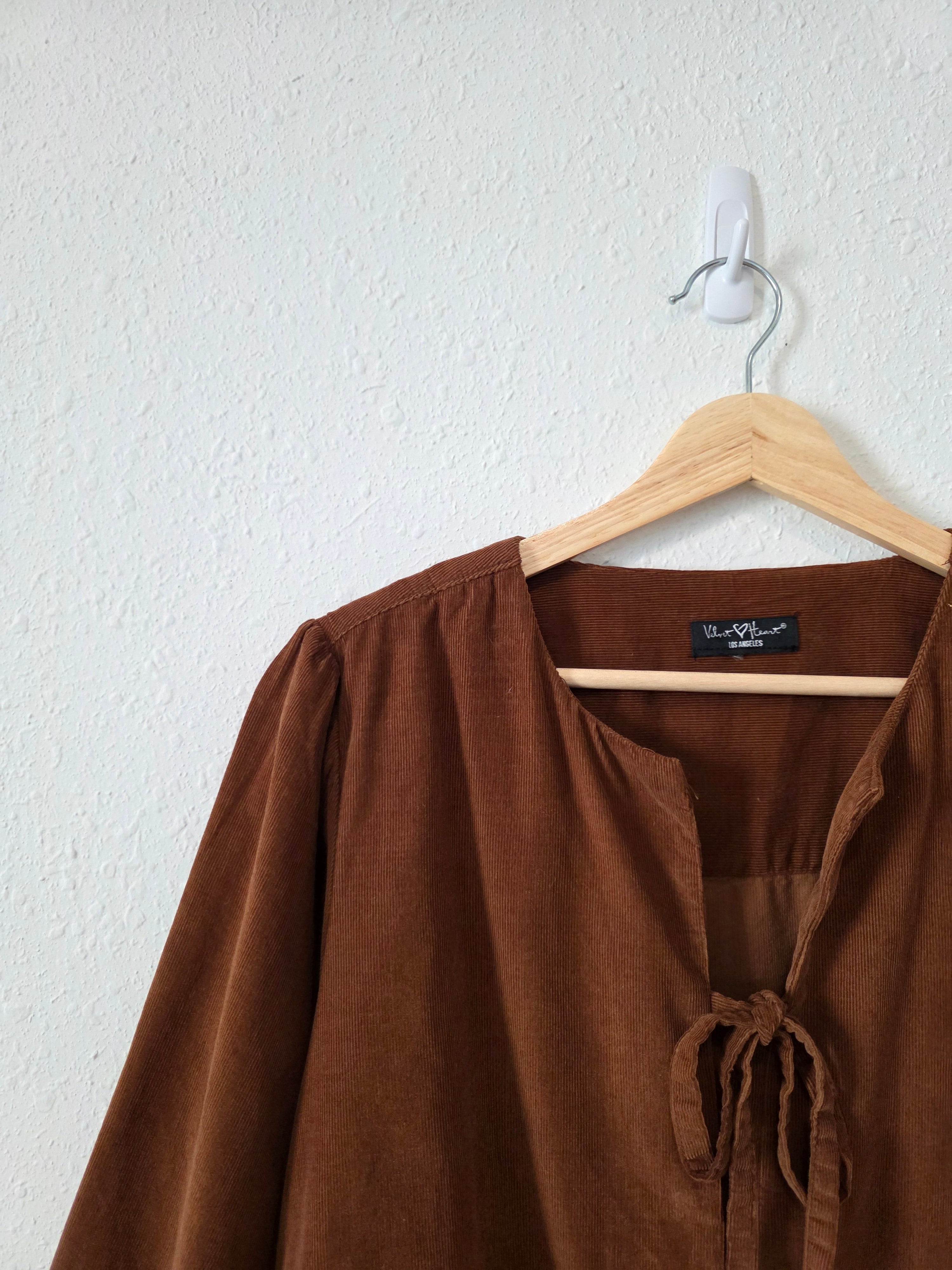 Corduroy Cotton Tie Front Top (M/L)