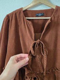 Corduroy Cotton Tie Front Top (M/L)