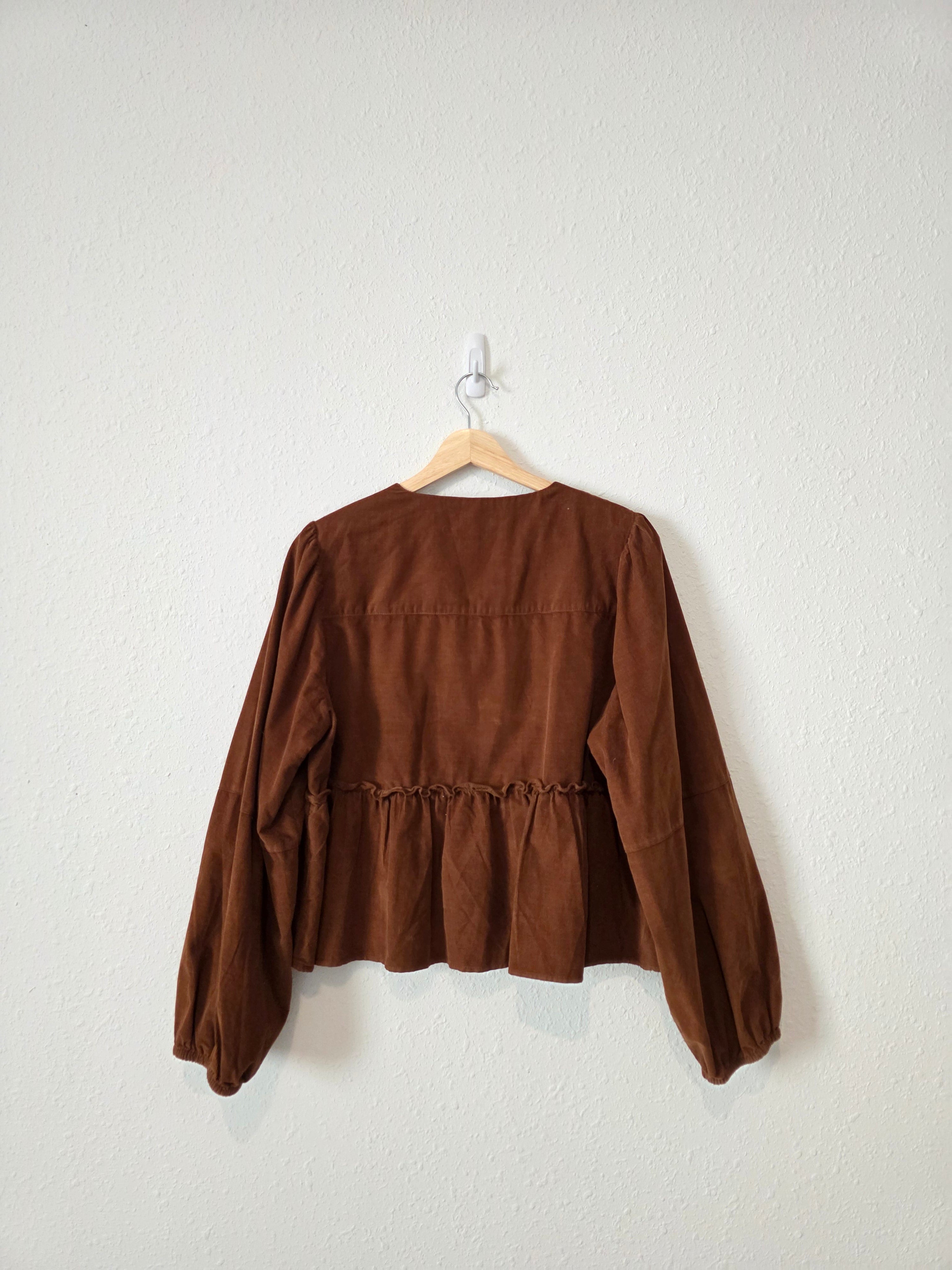 Corduroy Cotton Tie Front Top (M/L)