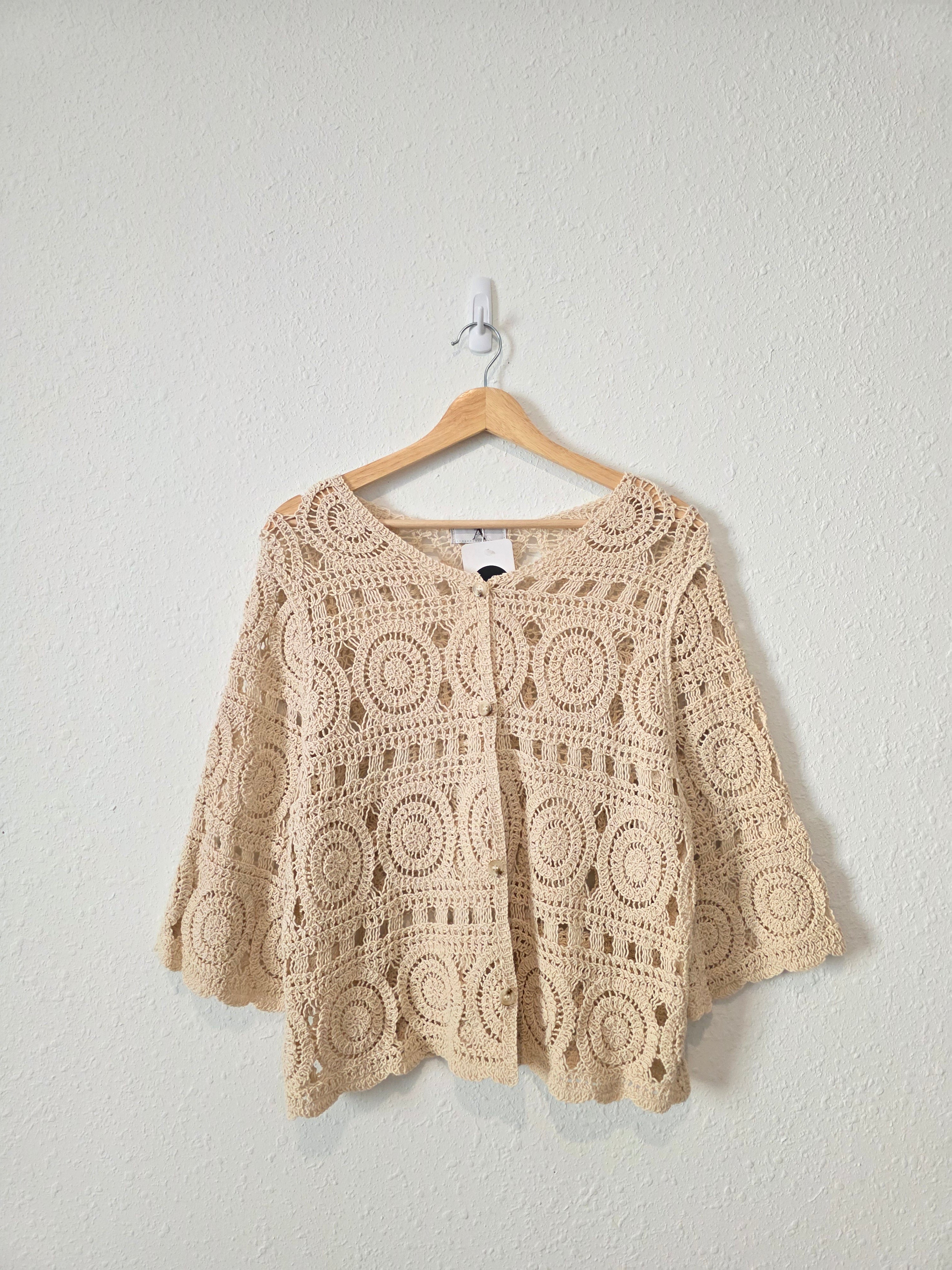 NEW Crochet Cotton Button Up Top (M/L)