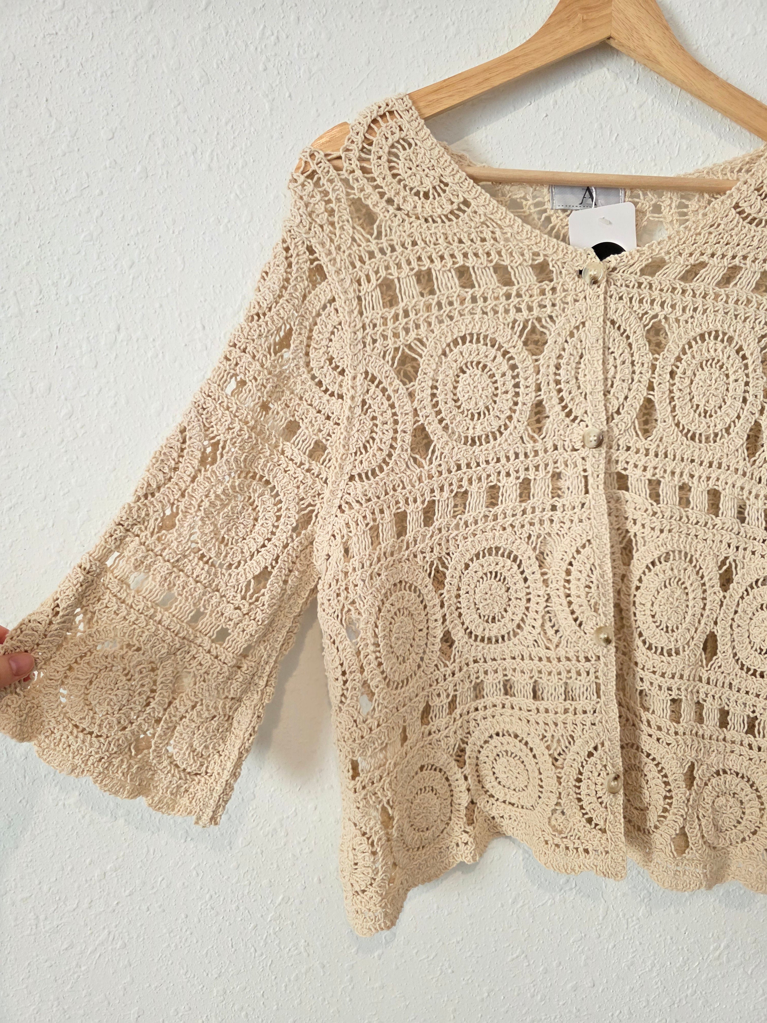 NEW Crochet Cotton Button Up Top (M/L)