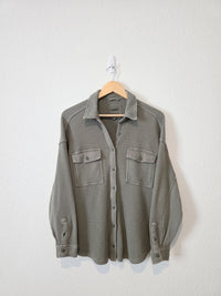 Aerie Olive Waffle Shirt Jacket (S)