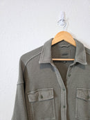 Aerie Olive Waffle Shirt Jacket (S)