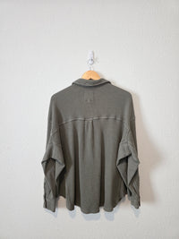Aerie Olive Waffle Shirt Jacket (S)