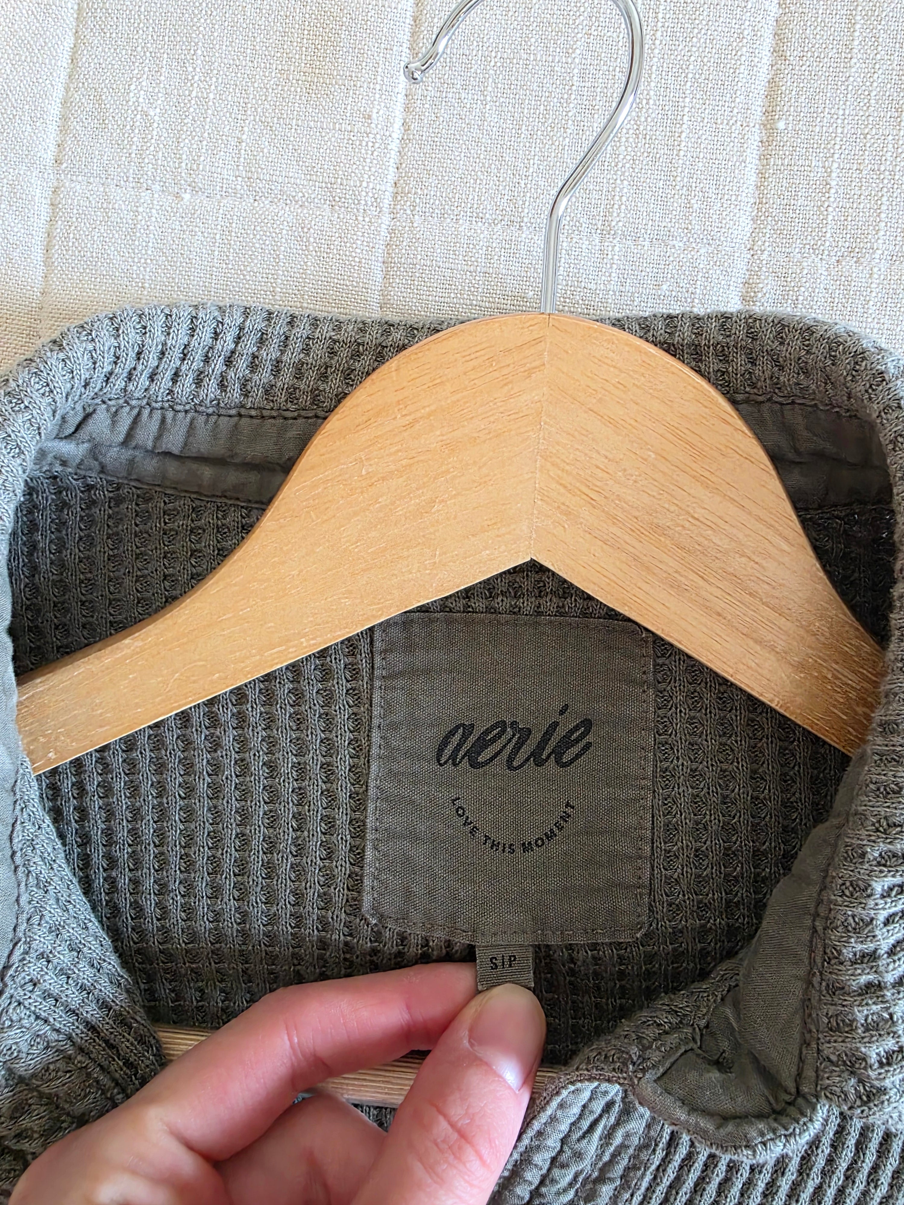 Aerie Olive Waffle Shirt Jacket (S)