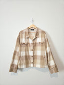 Able Neutral Plaid Shirt Jacket (XXL)
