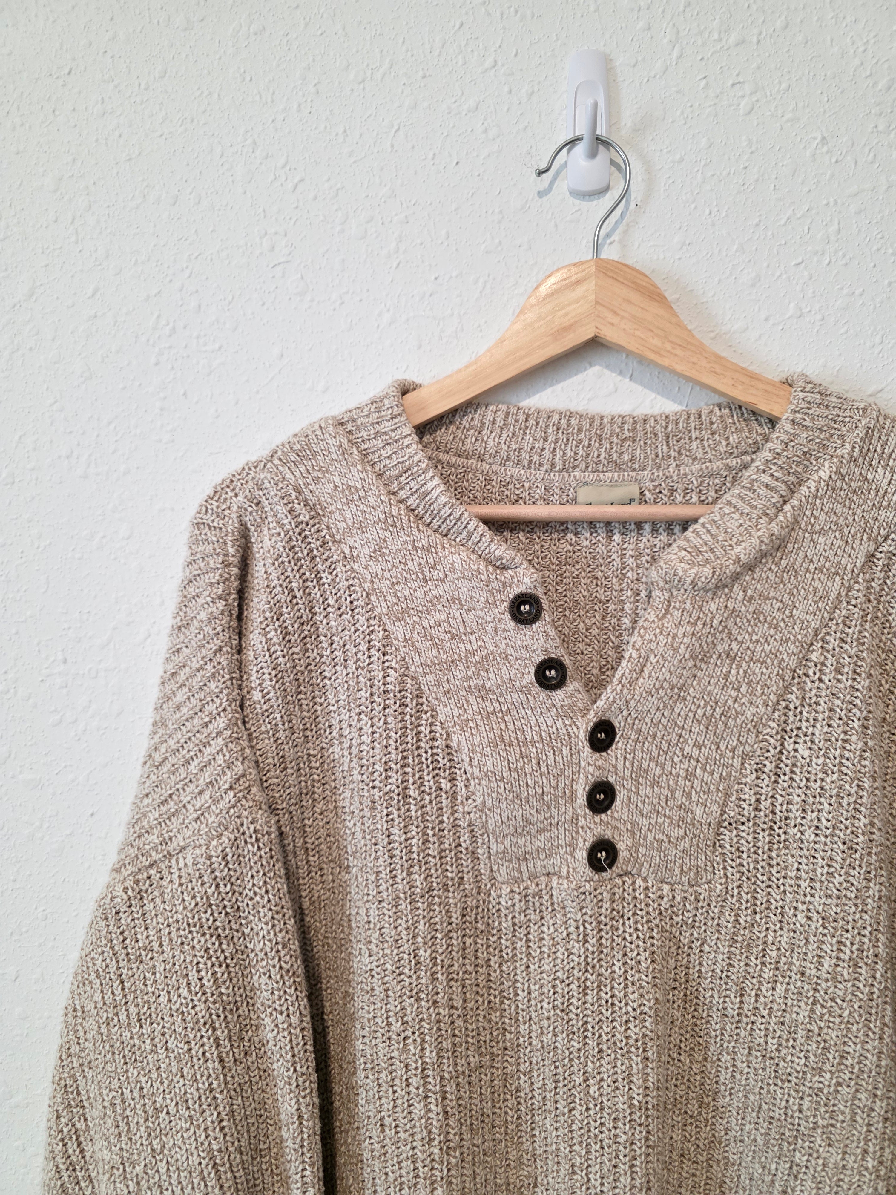 Vintage Chunky Henley Sweater (XL/XXL)