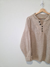 Vintage Chunky Henley Sweater (XL/XXL)