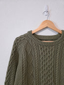LL Bean Cable Knit Fisherman Sweater (L)