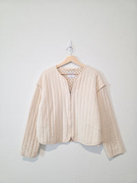 Quilted Floral Lined Zip Up Jacket (M)
