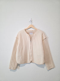 Quilted Floral Lined Zip Up Jacket (M)