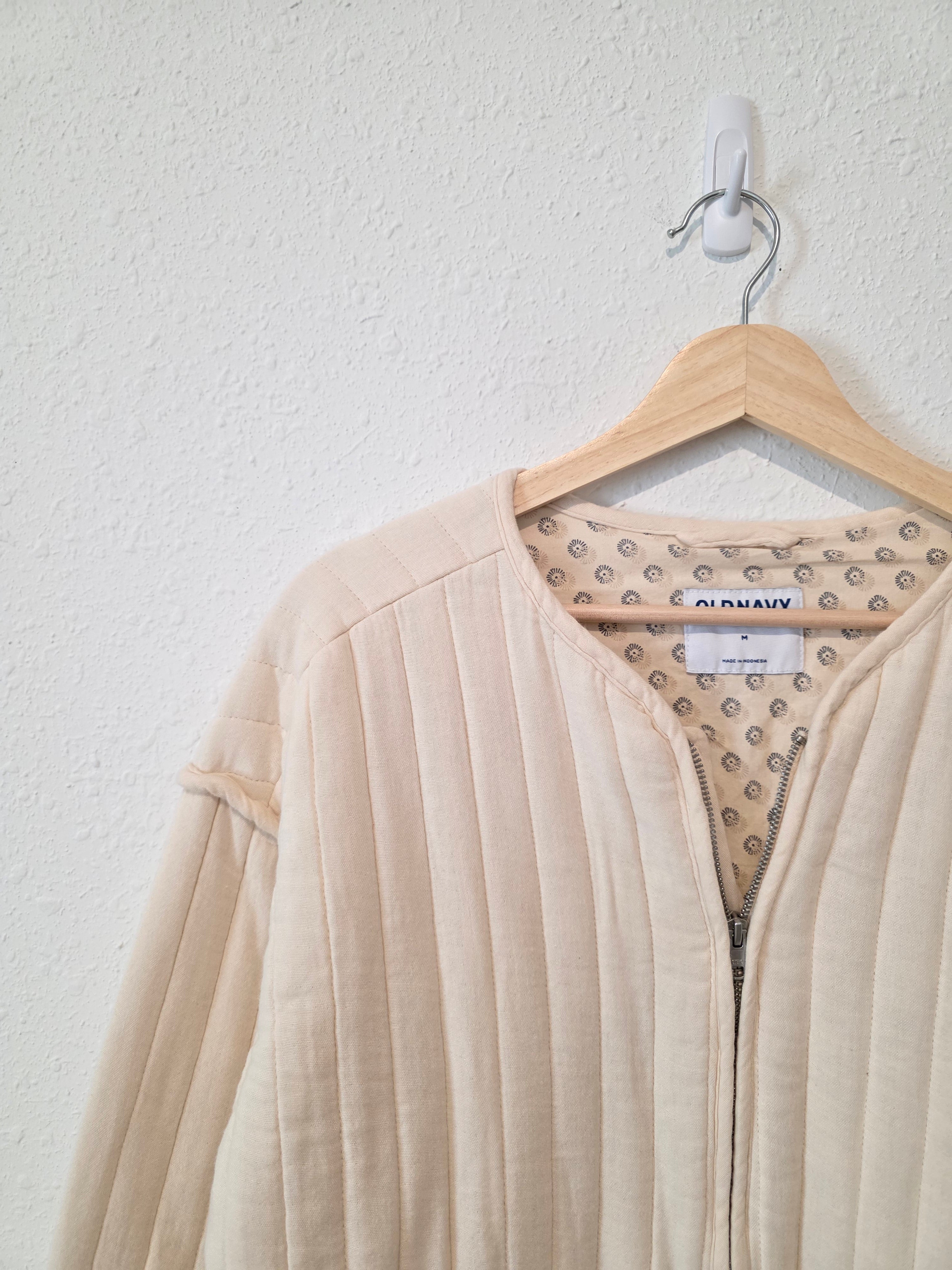 Quilted Floral Lined Zip Up Jacket (M)
