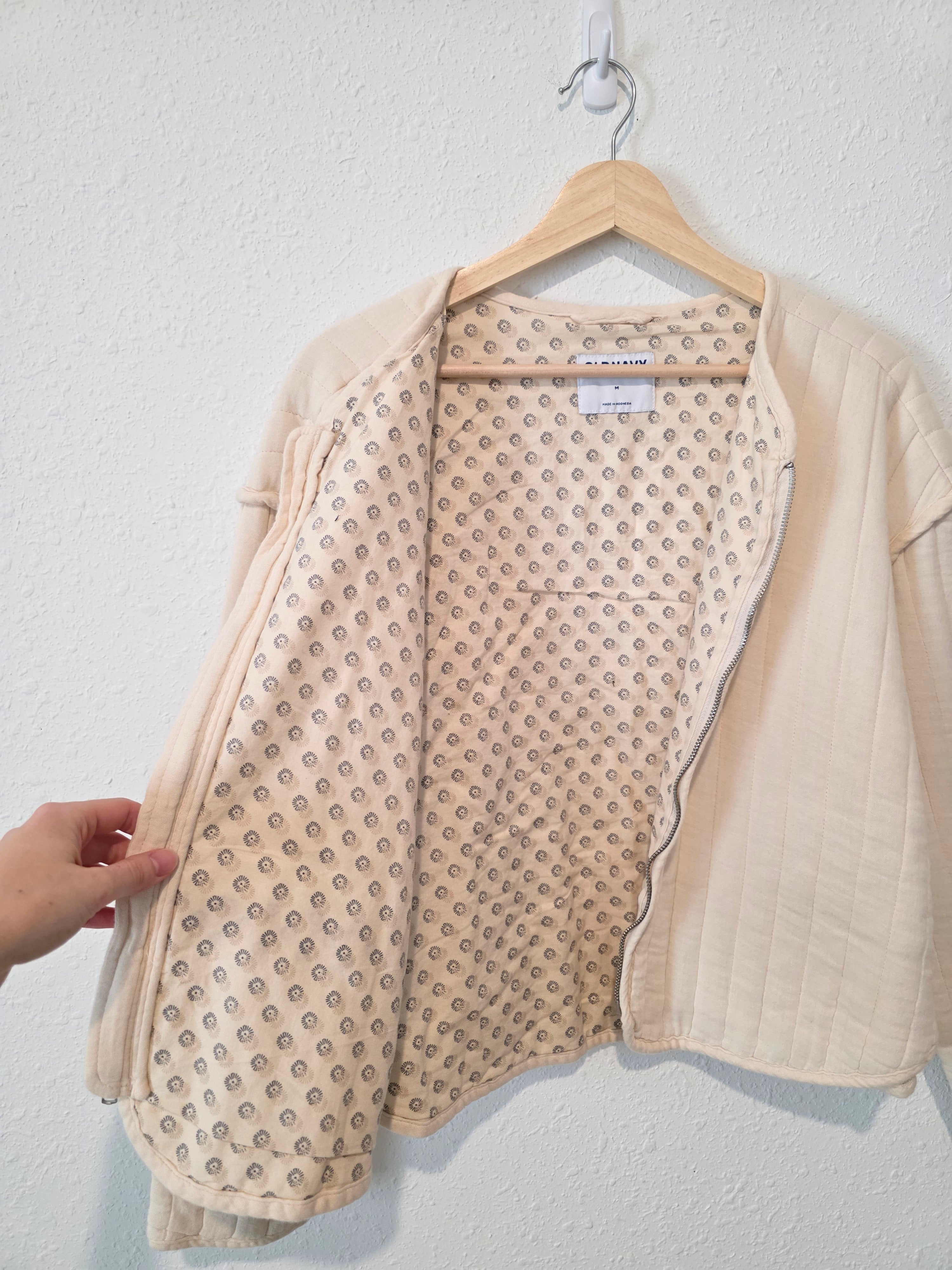 Quilted Floral Lined Zip Up Jacket (M)