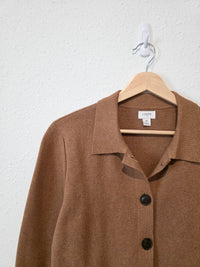 J.Crew Brown Cotton Button Up Sweater (M)