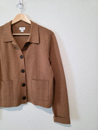 J.Crew Brown Cotton Button Up Sweater (M)
