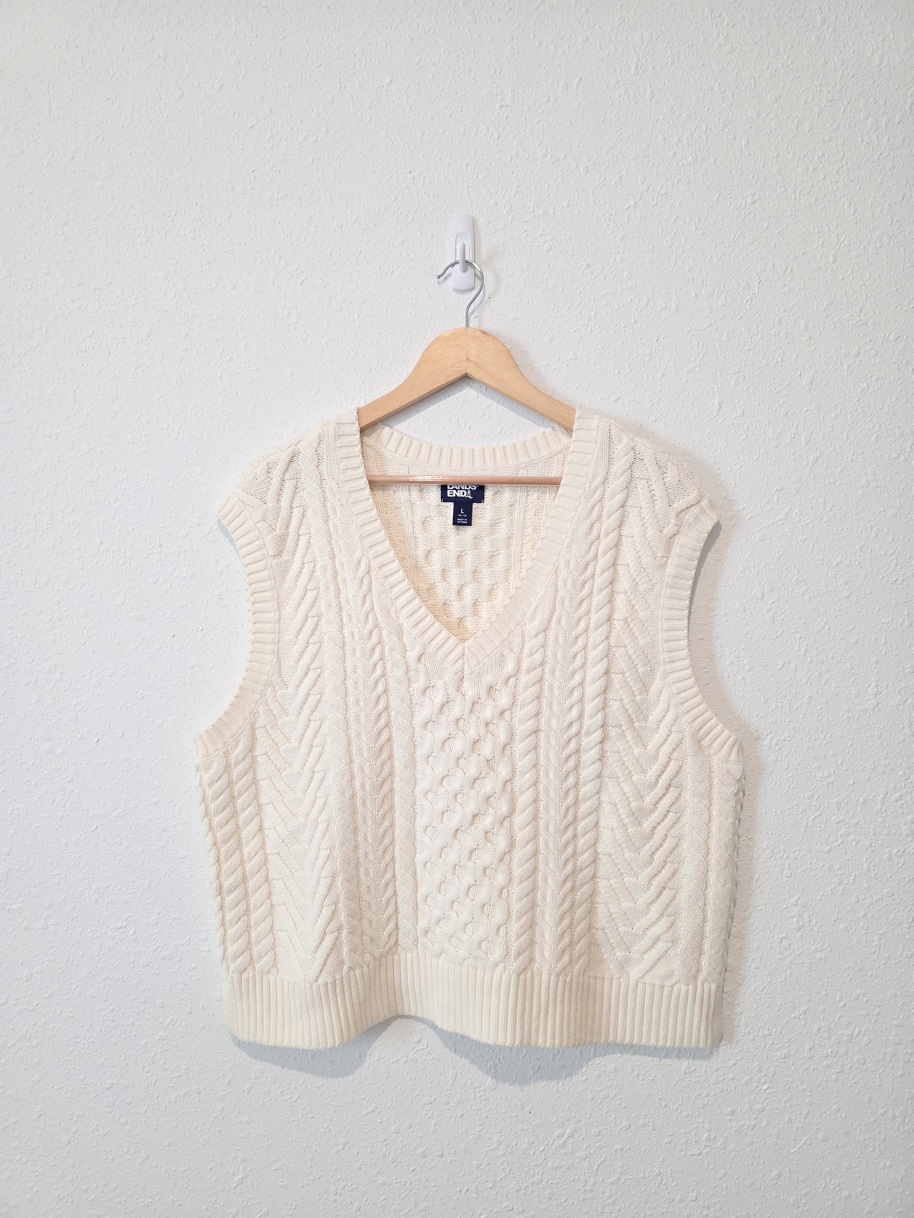 Lands End Cable Knit Sweater Vest (L)