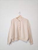Cream Oversized Henley Sweater (XS)