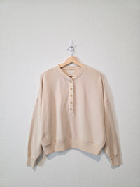 Cream Oversized Henley Sweater (XS)